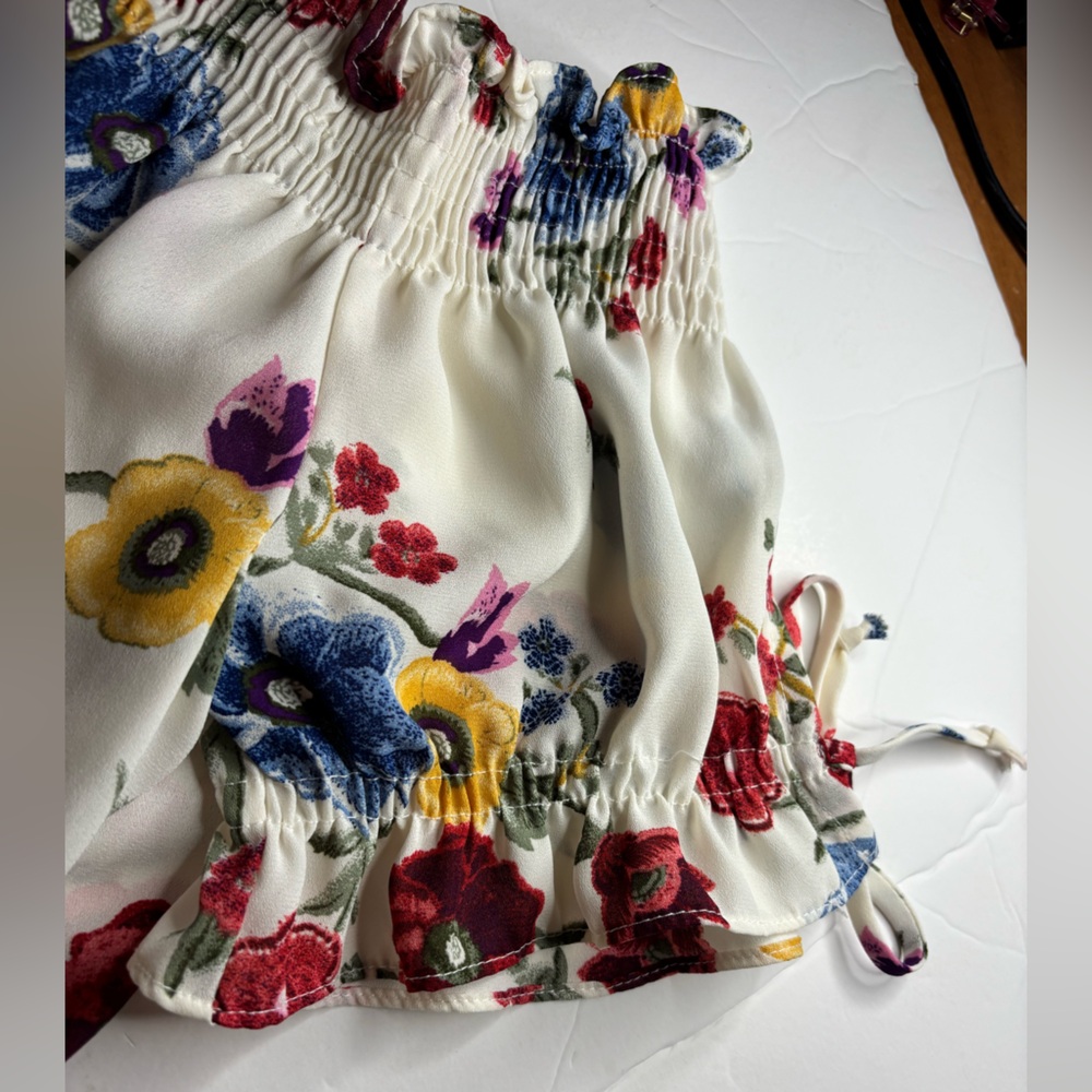 TIMING Floral Off-Shoulder Blouse - Red, Blue, Yellow Size S - Picture 7 of 9
